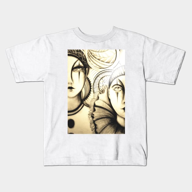 art deco pierrot by Jacqueline Mcculloch for HOUSE of HARLEQUIN Kids T-Shirt by jacquline8689